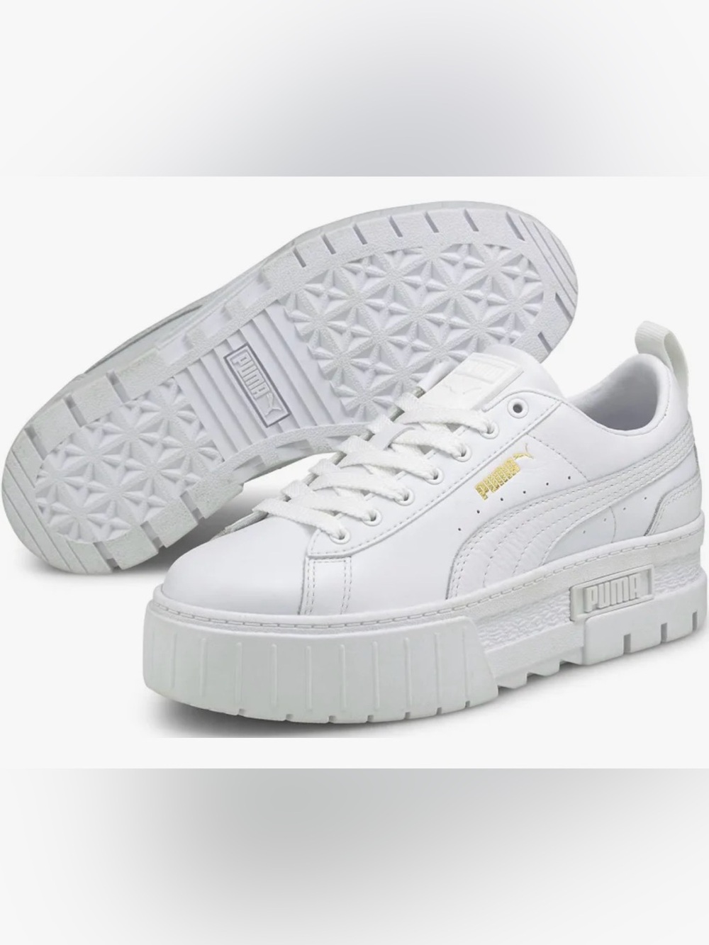 Puma mayze White Cream Low-Top Platform Sneakers